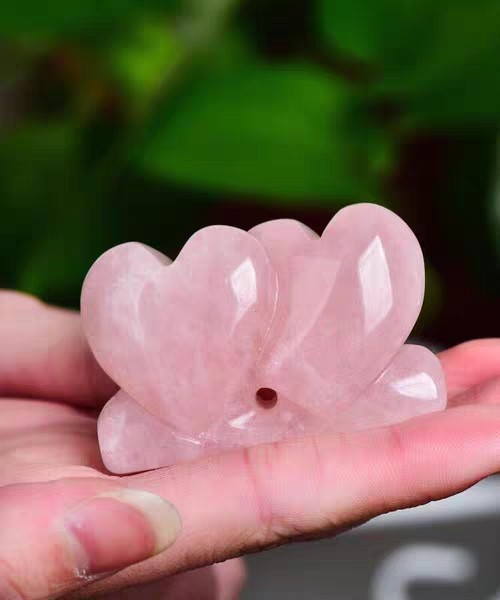 天然粉水晶心心相印摆件粉晶双心爱心 心连心结婚礼品礼物旺姻缘
