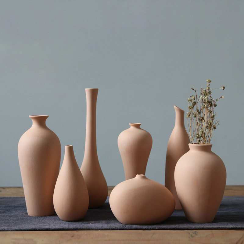 工厂批发半成品陶瓷花瓶素坯陶吧个性diy粗陶工艺品手工花器