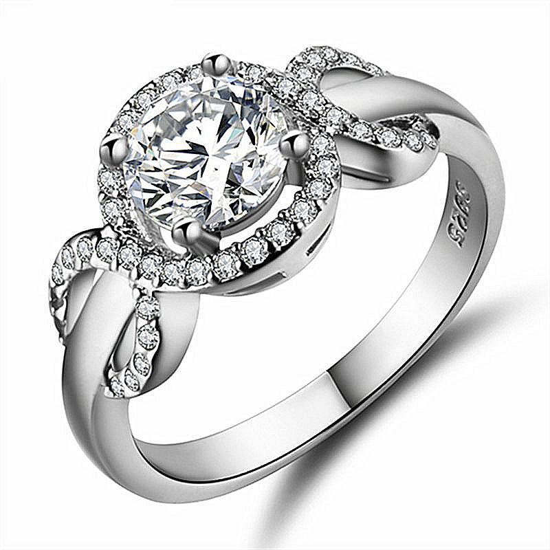 跨境wish爆款热销手饰定制 钻水晶唯美925银情侣工艺礼品锆石戒指