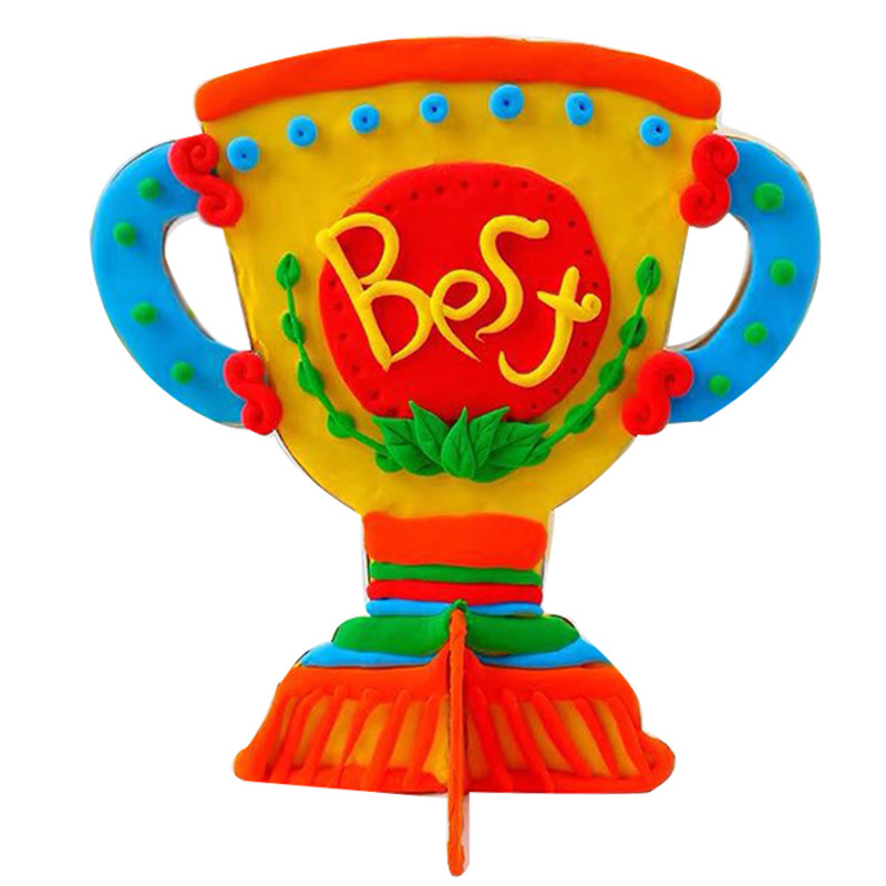 父亲节木质白胚奖杯 儿童手工diy珍珠泥雪花泥粘土手绘奖杯送爸爸