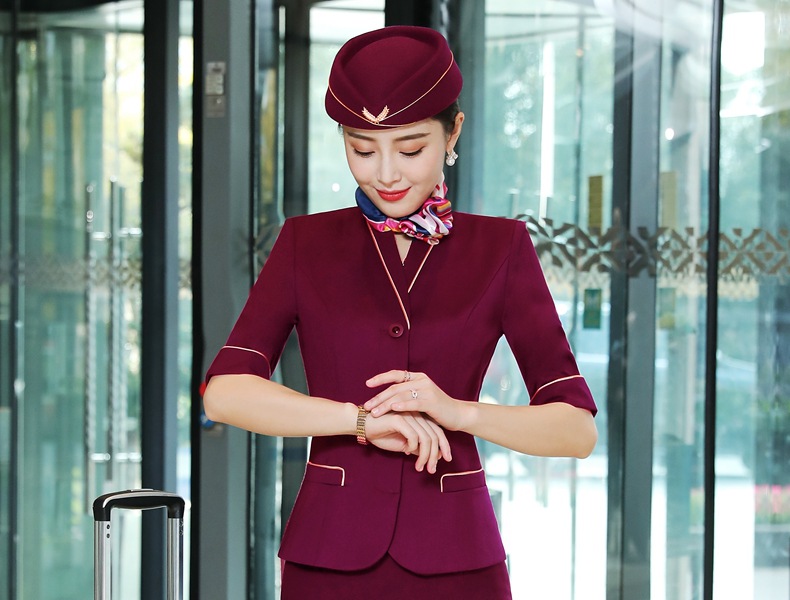 南航空姐制服职业装套装裙女高铁正装时尚修身酒店美容师工作服夏