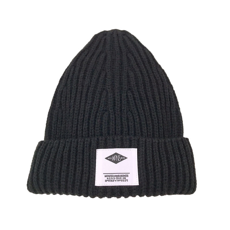 厂家直销网红秋冬帽子mdns字母贴标针织帽保暖日系ins户外毛线帽