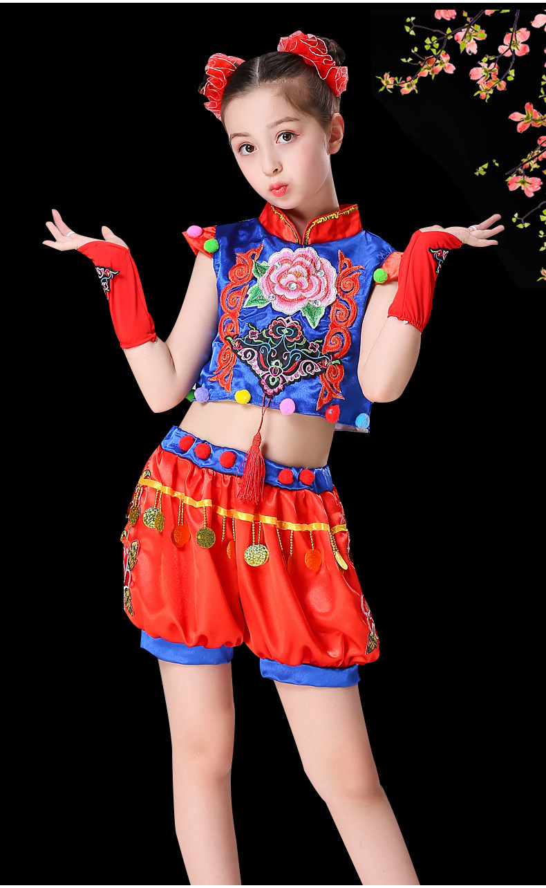 元旦儿童喜庆服说唱中国红舞蹈服幼儿园梦娃演出服新年福娃拜年服