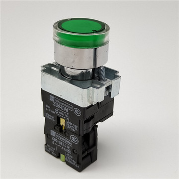 22mm按钮开关带灯自复位xb2-bw3361点动按钮开关绿色220v-阿里巴巴