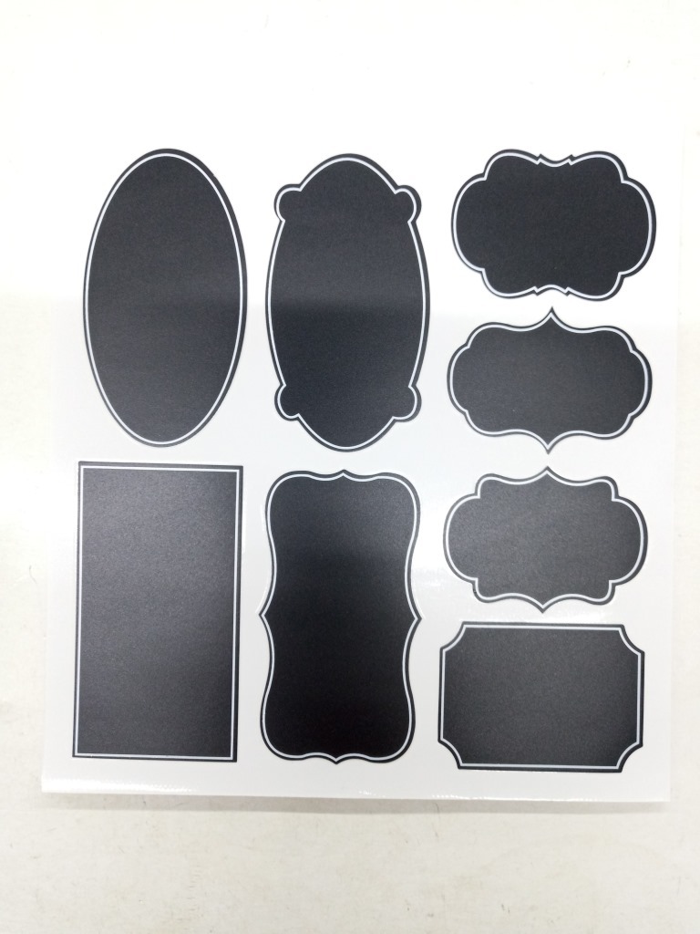厂家现货热卖丝印八个形状异形黑板贴纸pvc不干胶标签亚马逊爆款