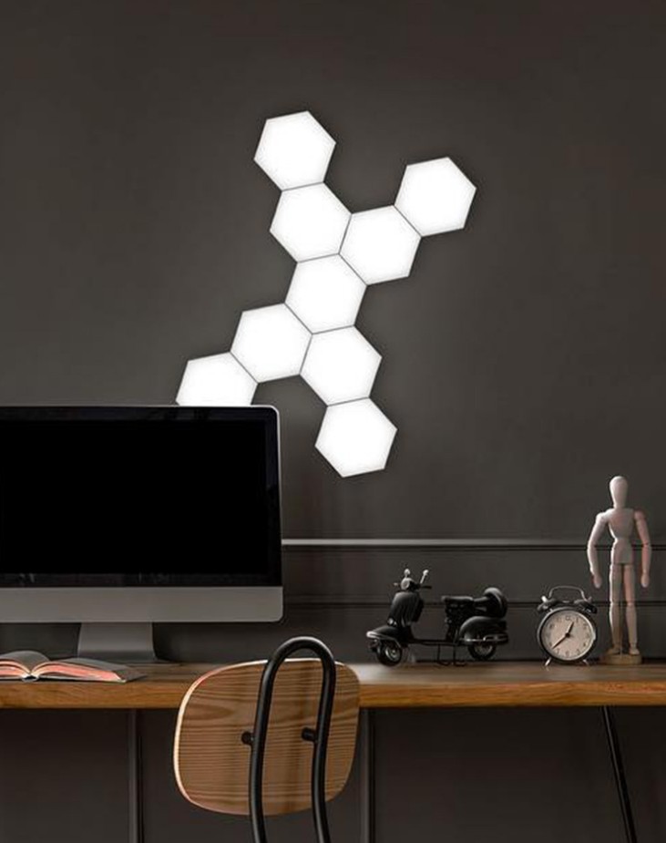 量子灯触摸感应蜂巢灯店铺拼装六边形组合背景壁灯过道量子感应灯