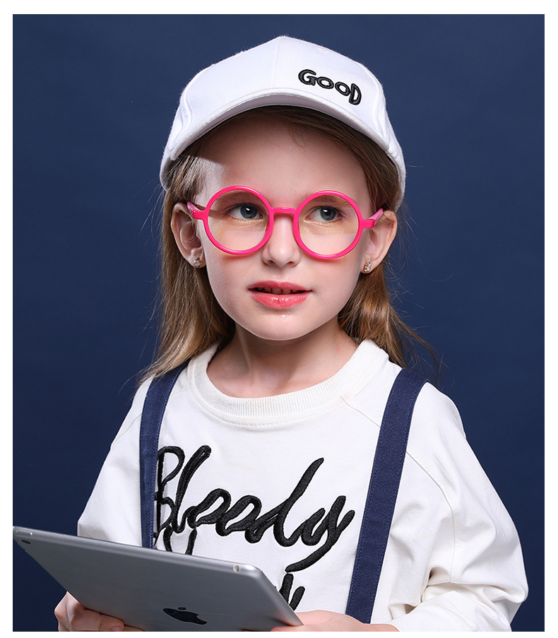 儿童时尚防蓝光眼镜个性圆框电脑抗蓝光平光镜女童近视镜 f8232