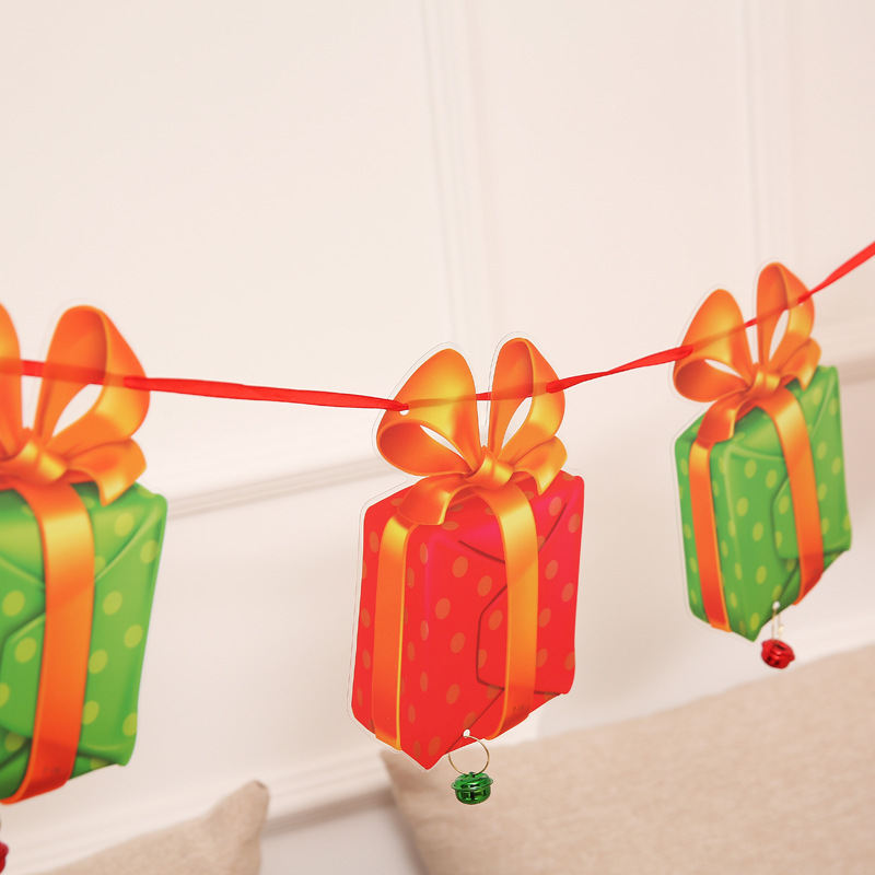 圣诞节高档拉旗 圣诞节橱窗酒店场景装饰彩旗厂家 圣诞老人挂旗