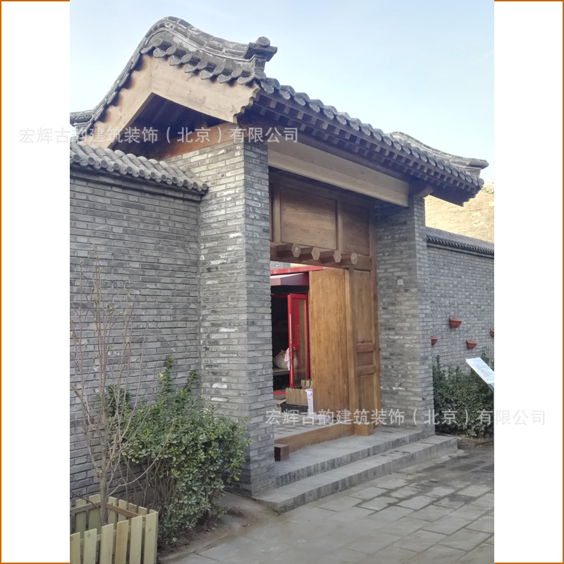 四合院仿古实木大门 制作中式别墅榆木门 古建门楼木门 北京厂家