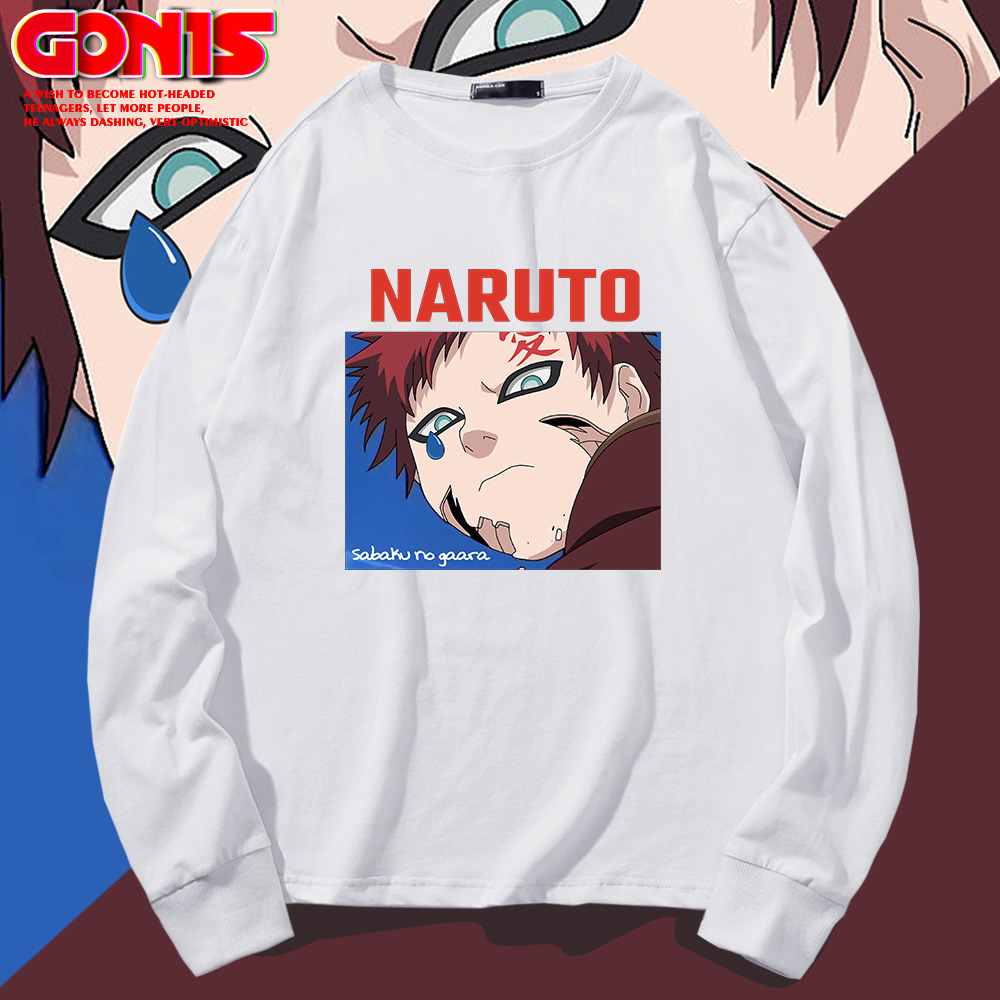 火影忍者联名t恤男秋装青少年学生纯棉宽松日系动漫我爱罗衣服