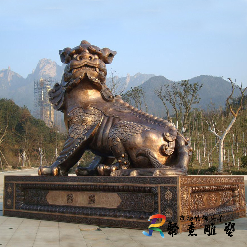 铸铜玻璃钢仿铜地藏菩萨坐骑谛听神兽九不象雕塑寺庙招财摆件