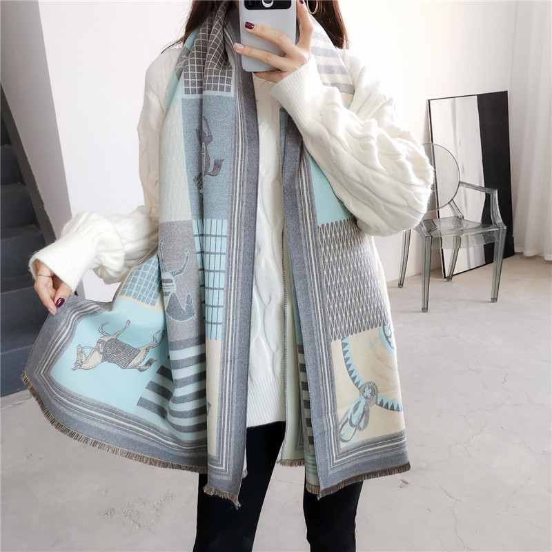 2022 New Cashmere Scarf Women's High-Grade Winter Warm Thickened Air Conditioning Shawl Long Carriage Wool Shawl