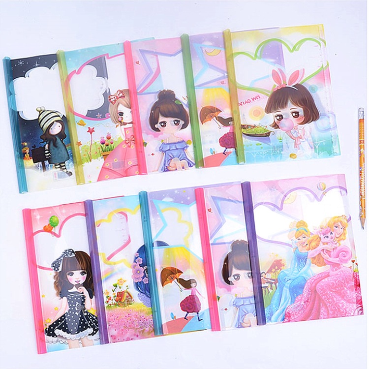 小学生卡通拉杆书套可爱透明16k书皮动漫防水书壳带抽杆夹加固