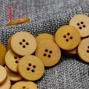 复古做旧橘色宽边四眼牛骨纽扣中式棉麻外套羽绒服大衣骨头扣子