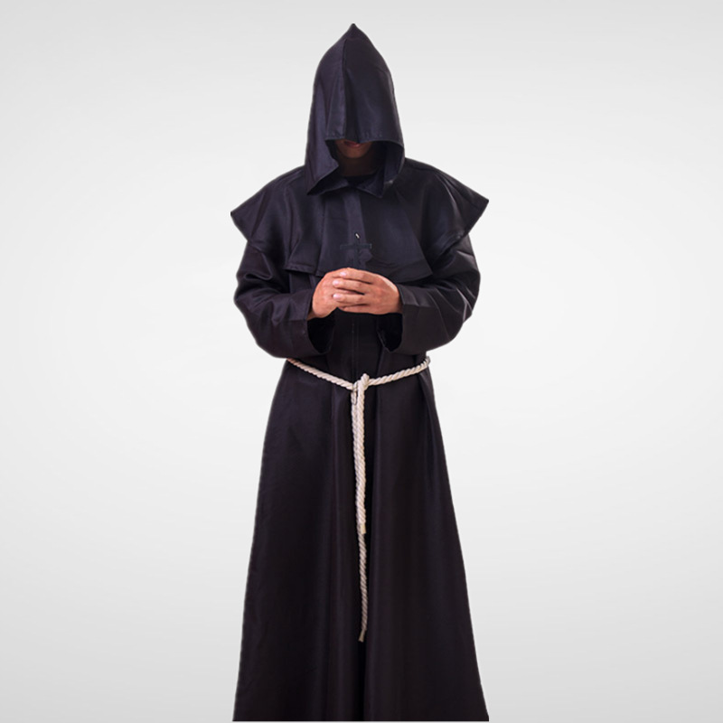 万圣节牧师教士袍巫师男基督徒服修堂中世纪僧侣服装神父装服