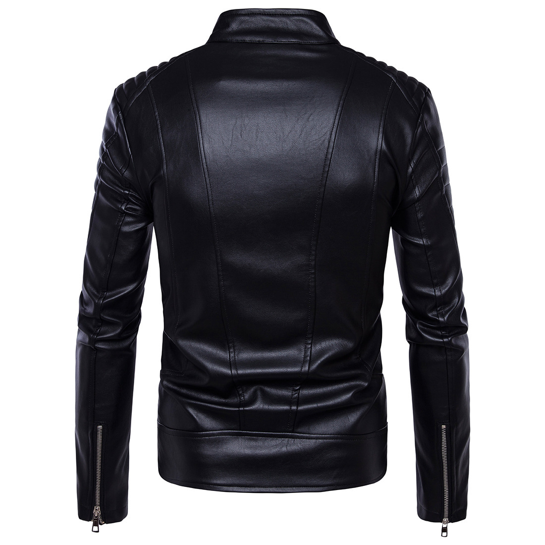 2018 New Yama Leather Jacket Men's Motorcycle Multi-Zipper Leather Motorcycle Leather Jacket Coat B013