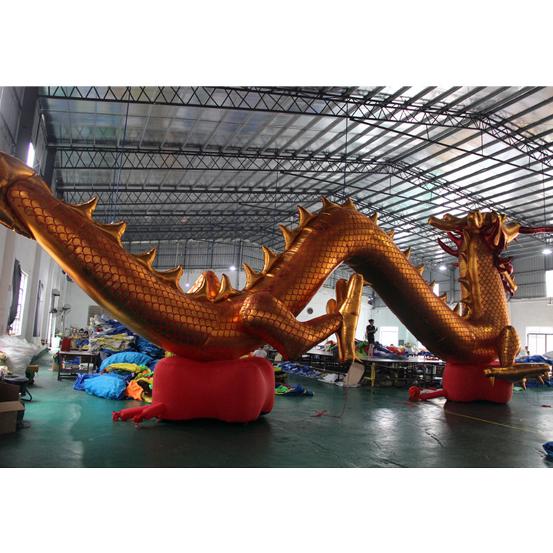 厂家批发充气卧地金龙拱门广告传媒卡通场地道具来图定做充气模型