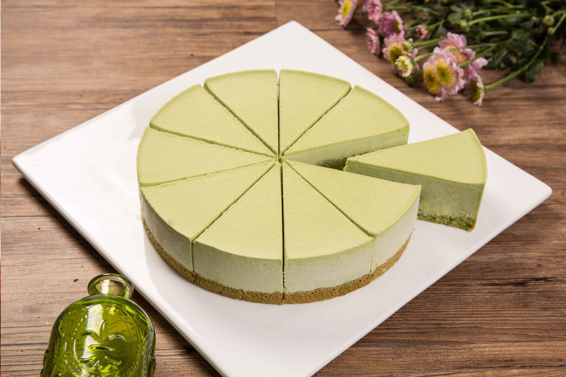 普利欧8寸抹茶芝士动物奶油蛋糕冷冻甜品店咖啡厅蛋糕房同城配送