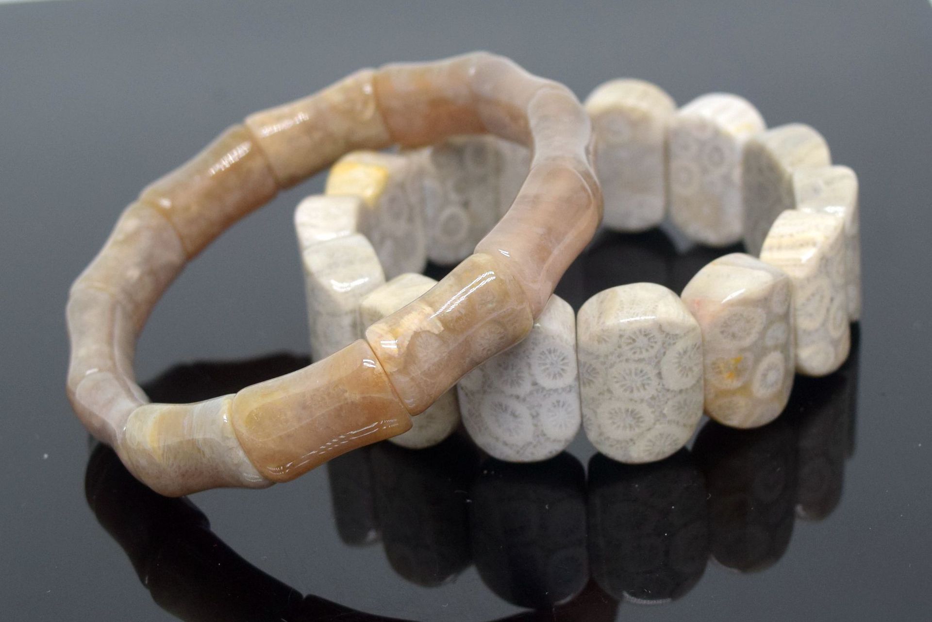 高档菊花石 珊瑚玉手排 中老年女士显富贵手链 男士生日礼物