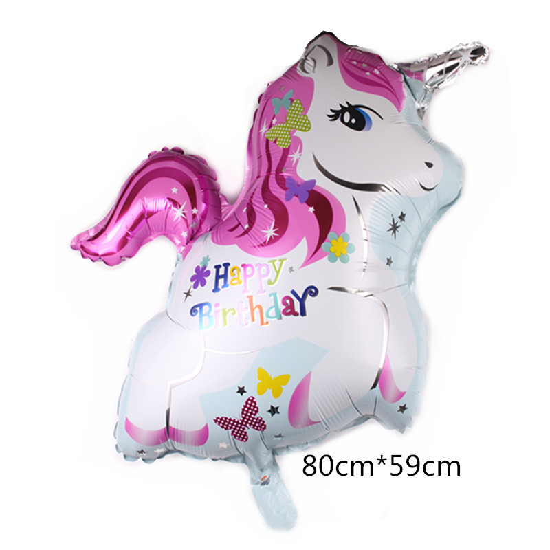 New Large Unicorn Unicorn Horse Balloon Birthday Cartoon Aluminum Film Colorful Purple Polly Horse Head Balloon Wholesale