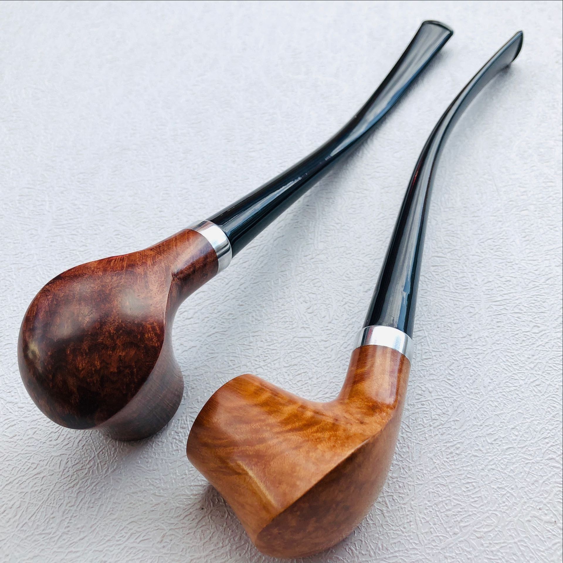 三森 实木烟丝烟斗 25公分超长阅读斗 9mm碳芯 9612#无上漆烟斗