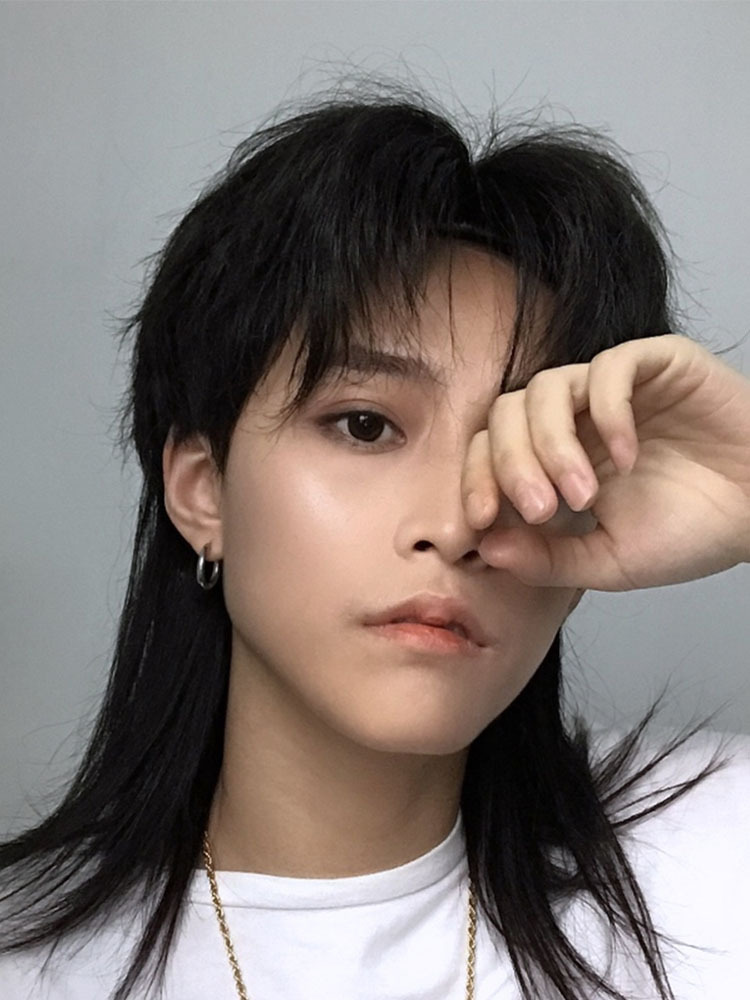 网红鲻鱼头假发男女生韩版帅气短发时尚中分中长发中性风男士发套