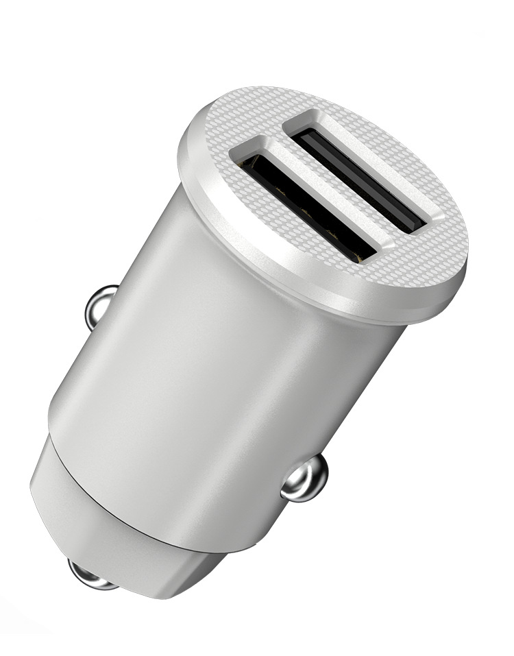 车载手机充电器 现代双usb手机车充 5v3.1a双口圆形智能汽车快充