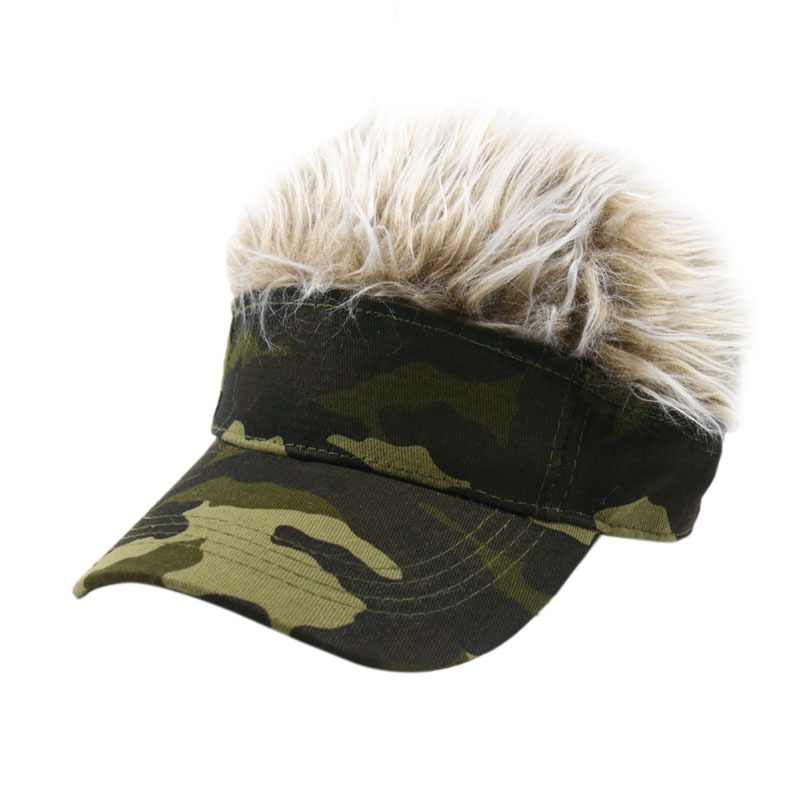 Cross-Border Camouflage Baseball Cap Personality Trend Creative Performance Wig Baseball Cap Women's Sunshade Hip Hop Hat Men