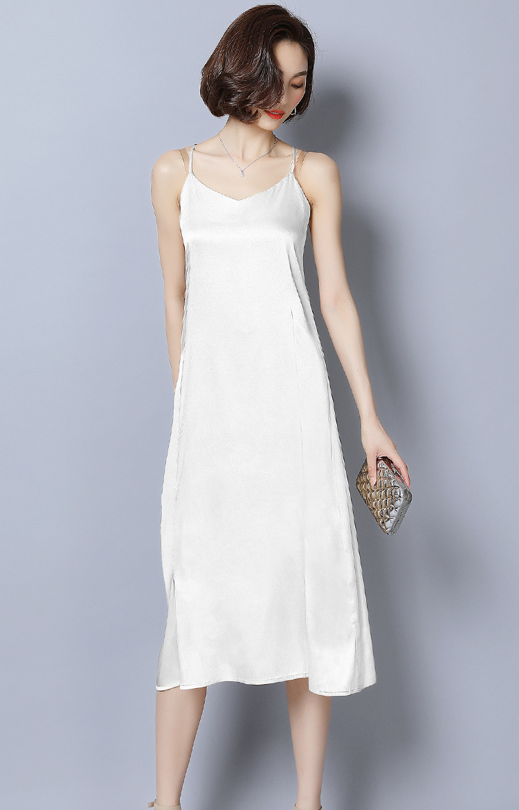 实拍真丝连衣裙中长款春夏桑蚕丝吊带裙大码修身内搭打底裙