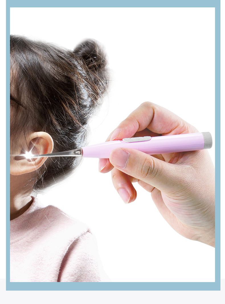 可充电式发光耳勺儿童挖耳勺扣宝宝掏耳神器带灯软头采耳耳屎镊子