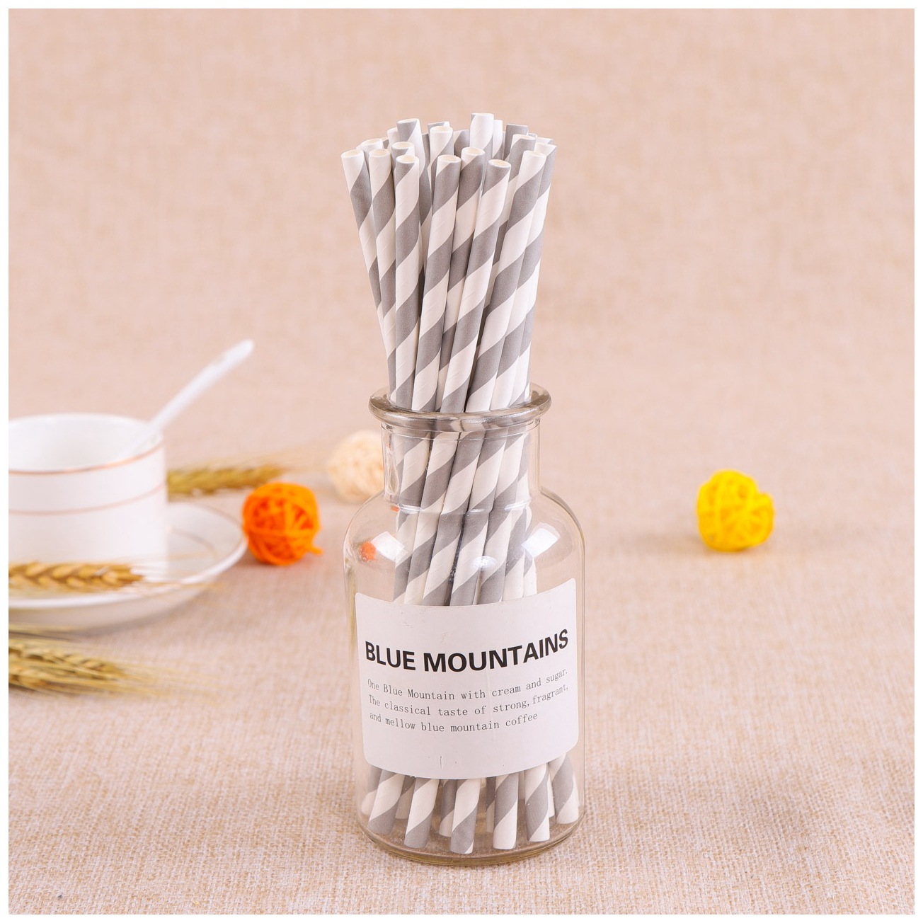 条纹纸吸管可降解环保 一次性吸管咖啡奶茶纸质吸管 创意定制