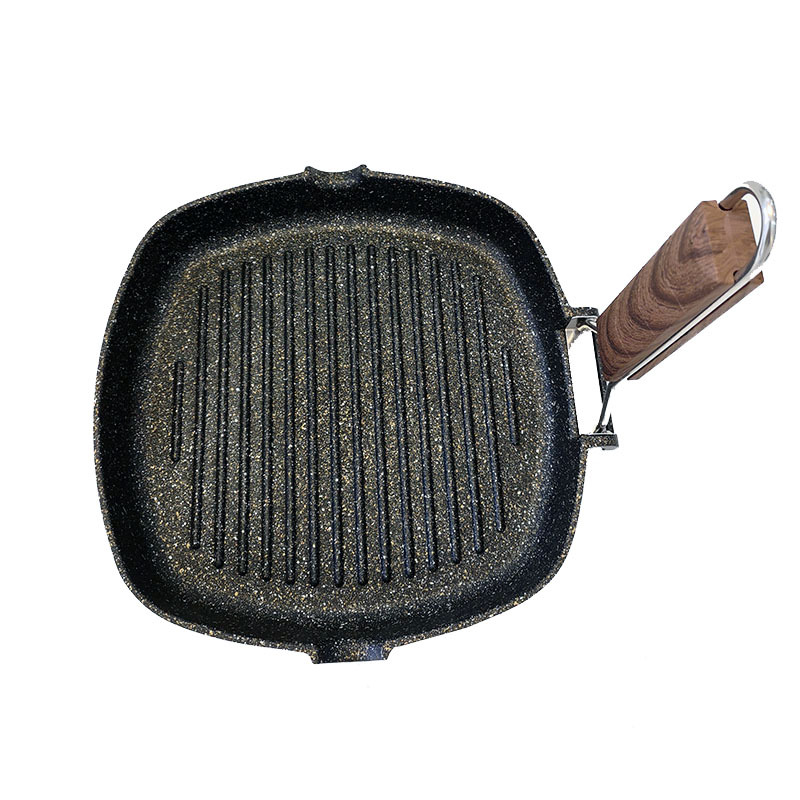 Factory Direct Sales 28cm Aluminum Die Casting Folding Fry Pan Non-Stick Bakeware Suitable for Outdoor Camping