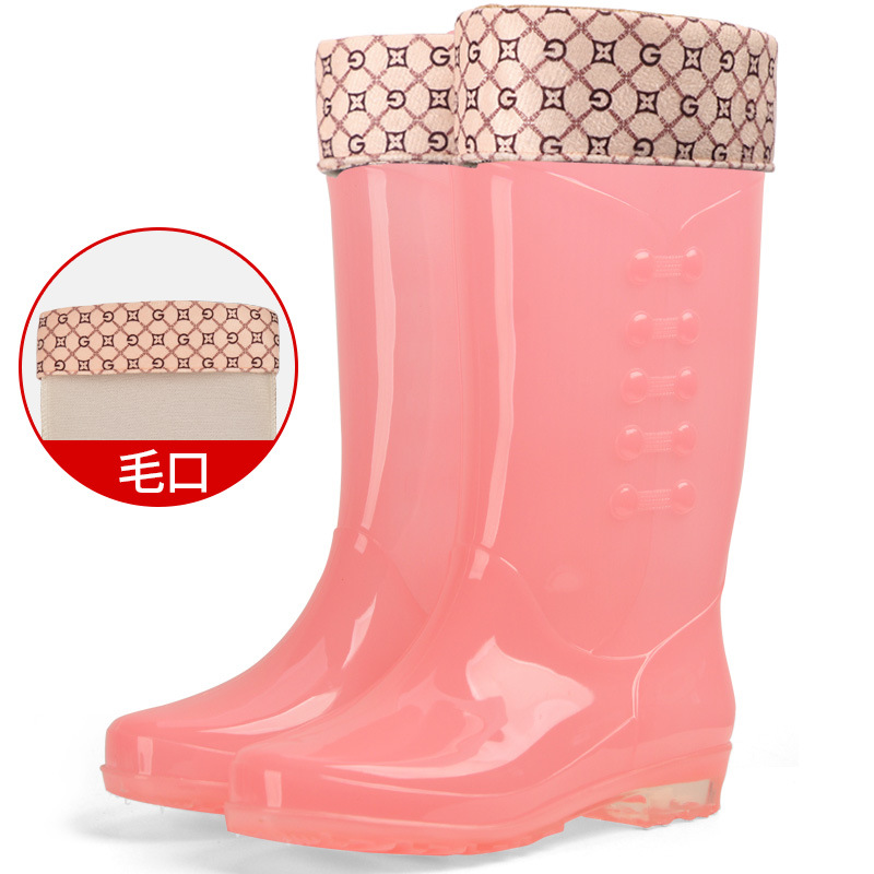 PVC High Rain Boots with Velvet Cotton Cover