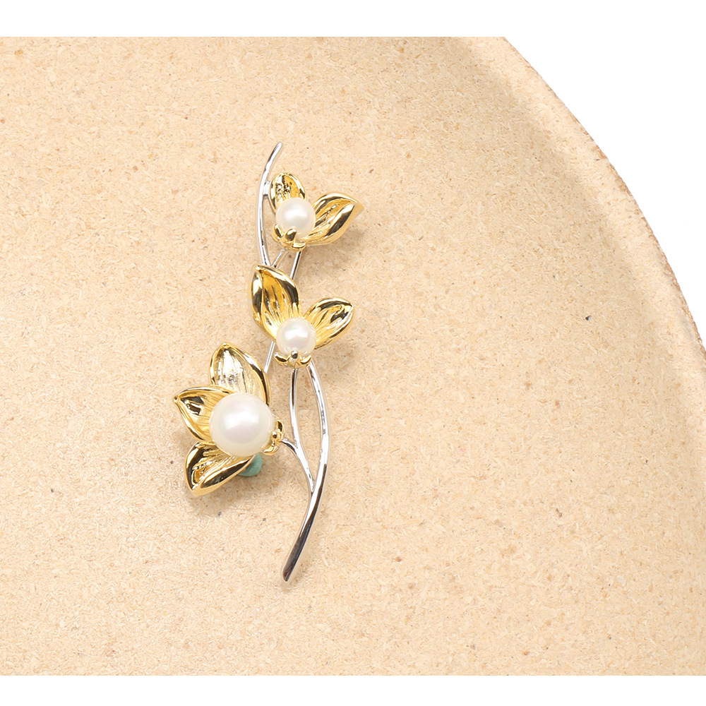 太阳云韩式简约素雅双色金茉莉花胸针气质百搭女款别针防走光礼物