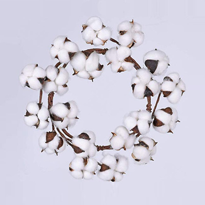 手工干花仿真棉花花环花圈门挂圣诞节节日木棉装饰居家道具摆件