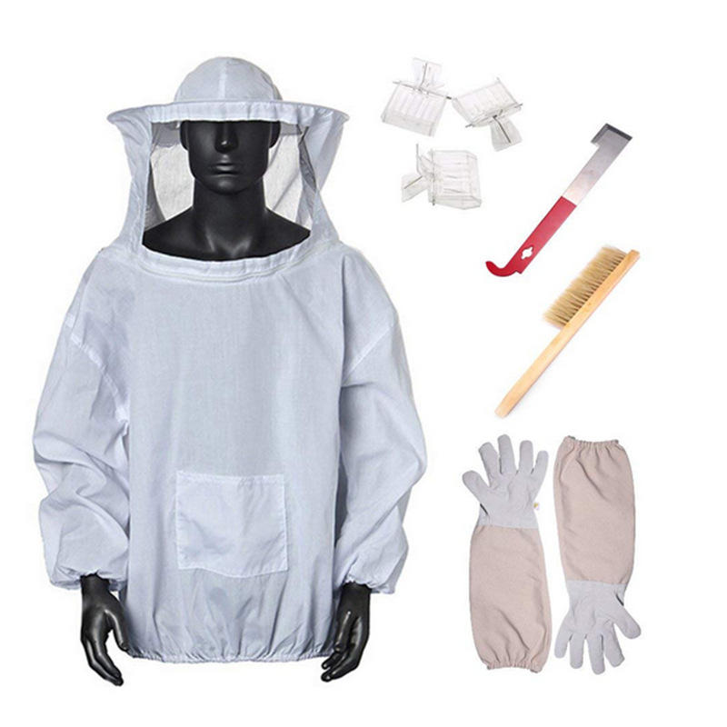 养蜂套装四件套批发 蜂服手套起刮刀养蜂五套装 防蜂衣防护服蜂具