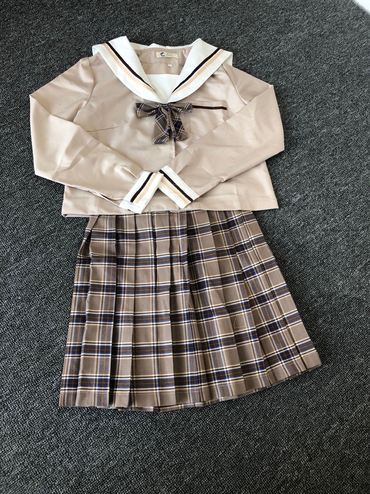 日系少女正统优等生jk制服长裙套装 成人礼cos日常水手服女奶茶色