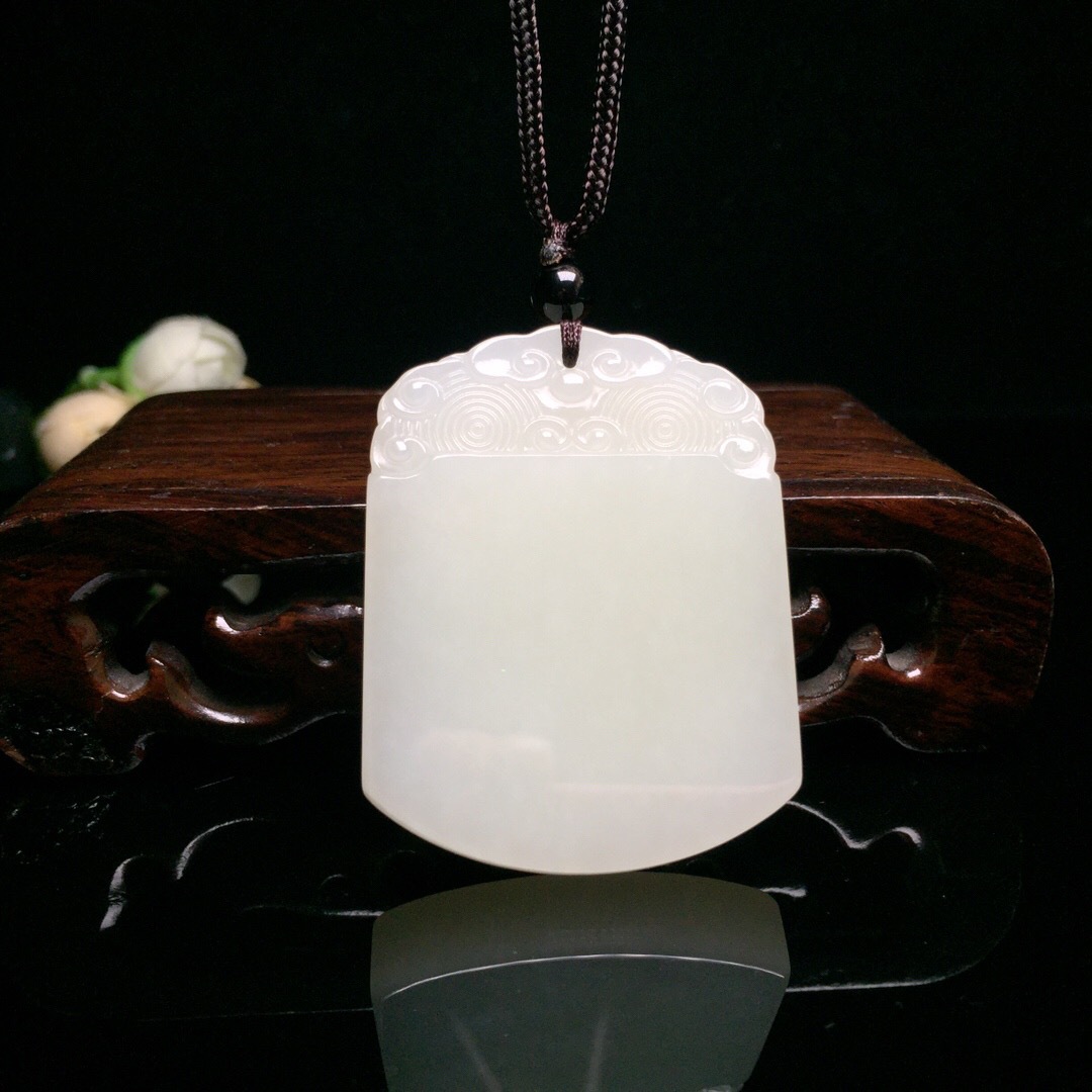 厂家直销/一件代发/送证书 新疆天然和田玉白玉平安无事玉牌吊坠