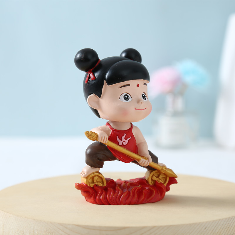 汽车摆件 哪吒之魔童降童世手办公仔树脂工艺品网红新款摇头哪吒