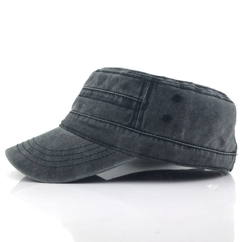 Flat-Top Cap Men's Army Cap Spring and Summer Washed Distressed Men's Hat Korean Casual Peaked Cap Trendy Summer Sun Hat