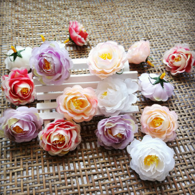 花海大世界diy手工绢花可爱迷你 布花仿真花 花朵花头 4cm山茶花