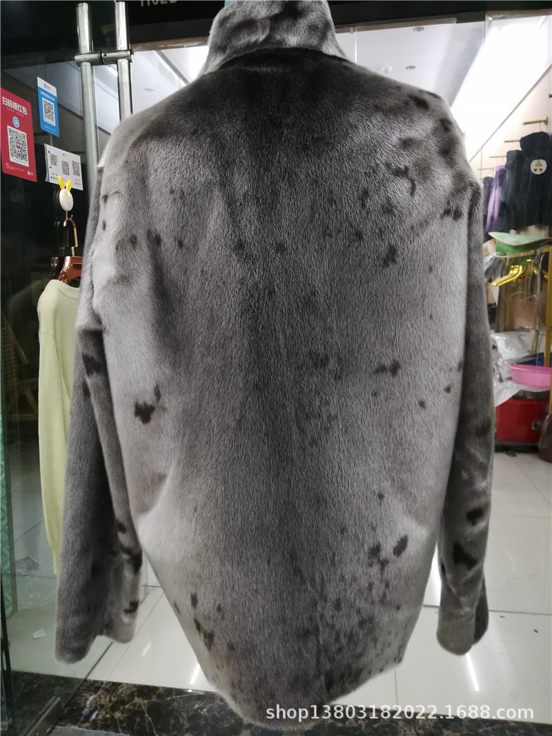 海豹皮毛一体皮草双面夹克 自然斑点海豹皮夹克 户外男式皮草