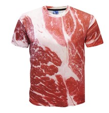 速卖通夏季T恤男 3D五花肉创意印花男式短袖 男装一件