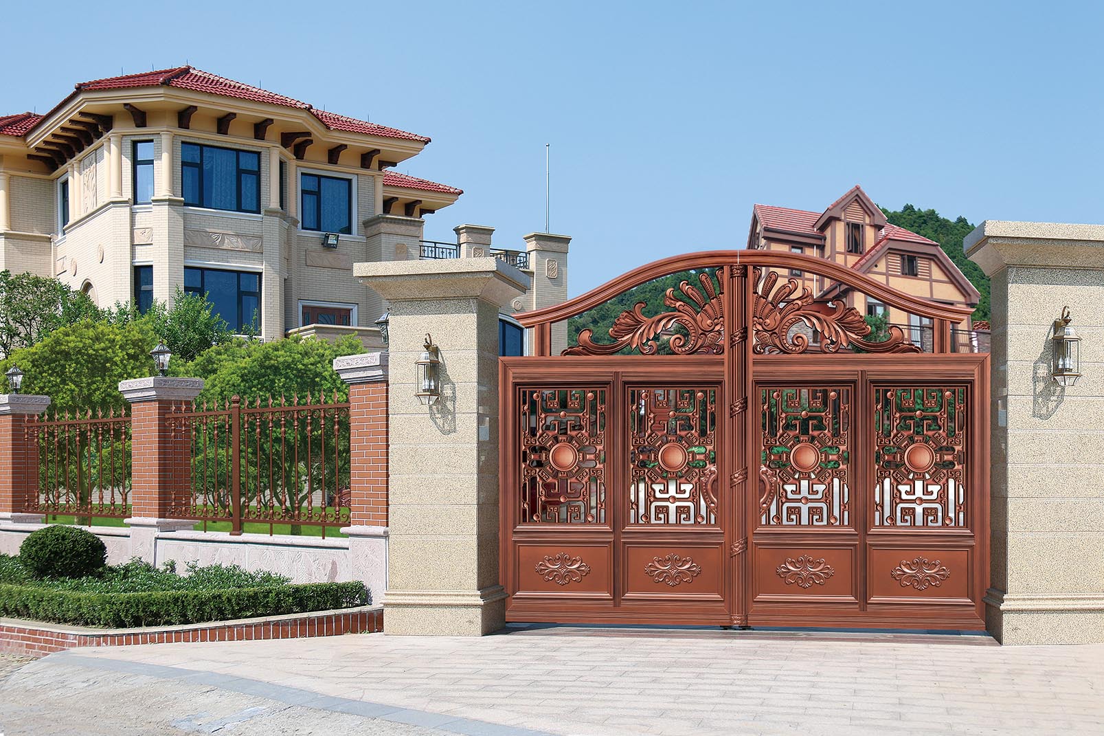 新款促销铝合金庭院大门 批发别墅铝艺庭院大门铝合金推拉大门