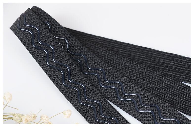 5cm防滑松紧弹力波浪硅胶钩编松紧带服装辅料加工定制