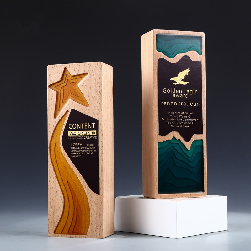 新人荣誉奖杯简约榉木创意木质实木奖杯定制企业公司员工颁奖奖品