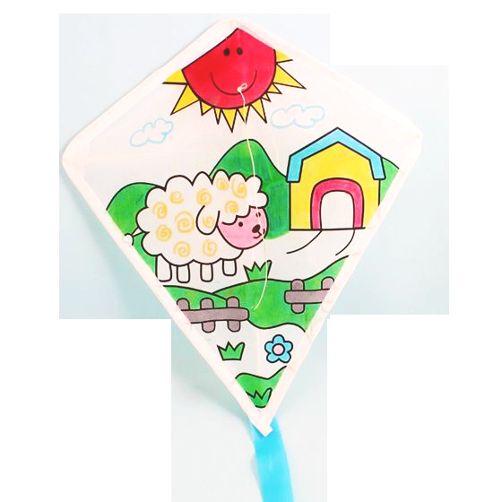 批发迷你教学风筝儿童卡通空白diy手绘工填色三角菱形跨境电商