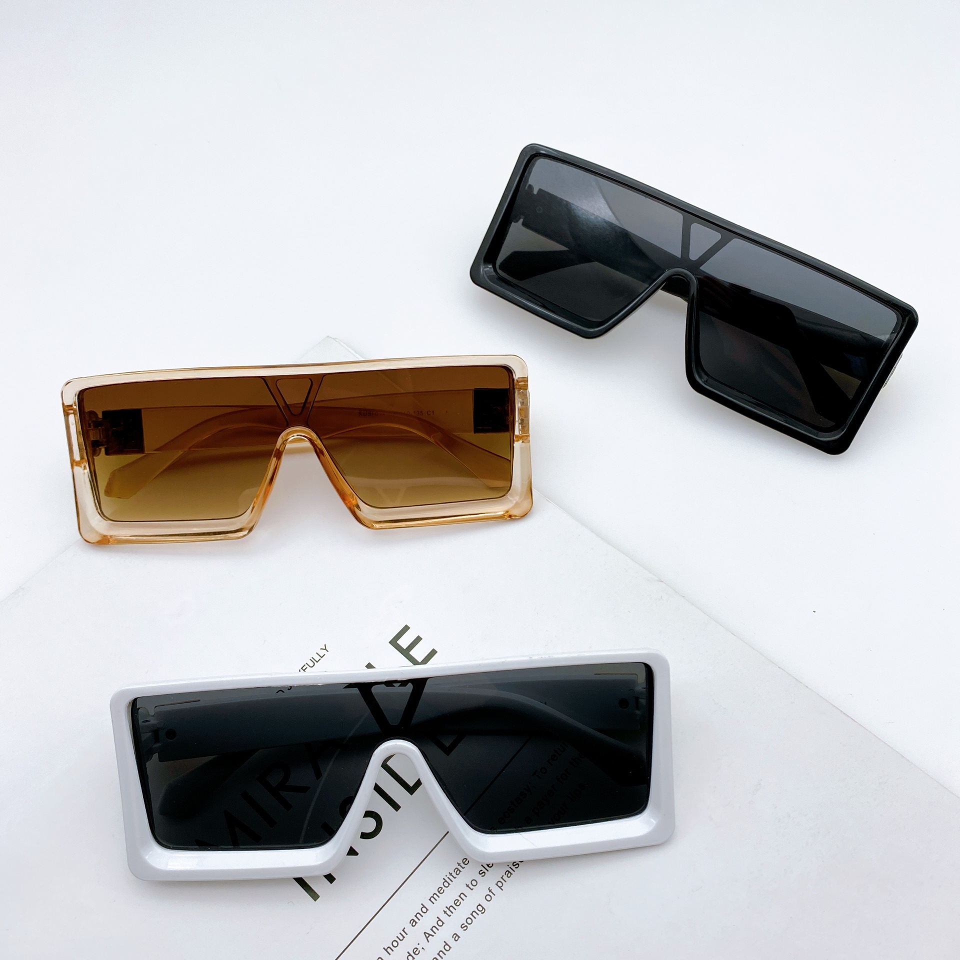 超大超个性大方框四方太阳镜男女嘻哈白框大脸圆脸网红款墨镜眼镜