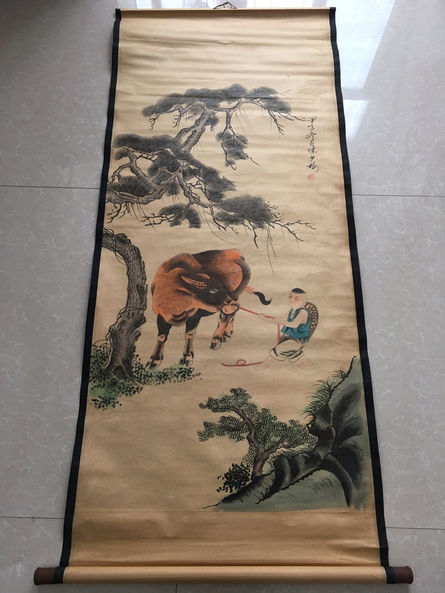 仿古字画中堂画国画 人物画画 牧童放牛图室内挂件装饰画产家直销