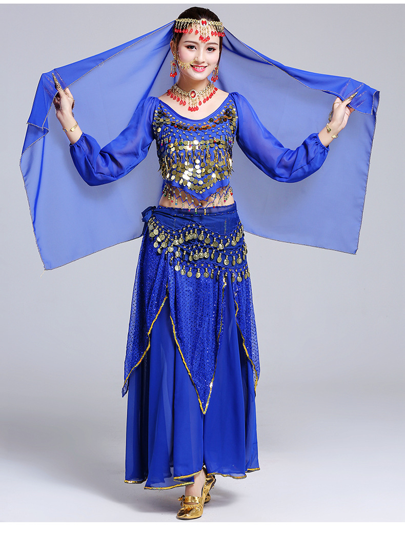 特价印度舞演出服春夏套装长袖练习肚皮舞亮点裙子秋冬舞台表演服